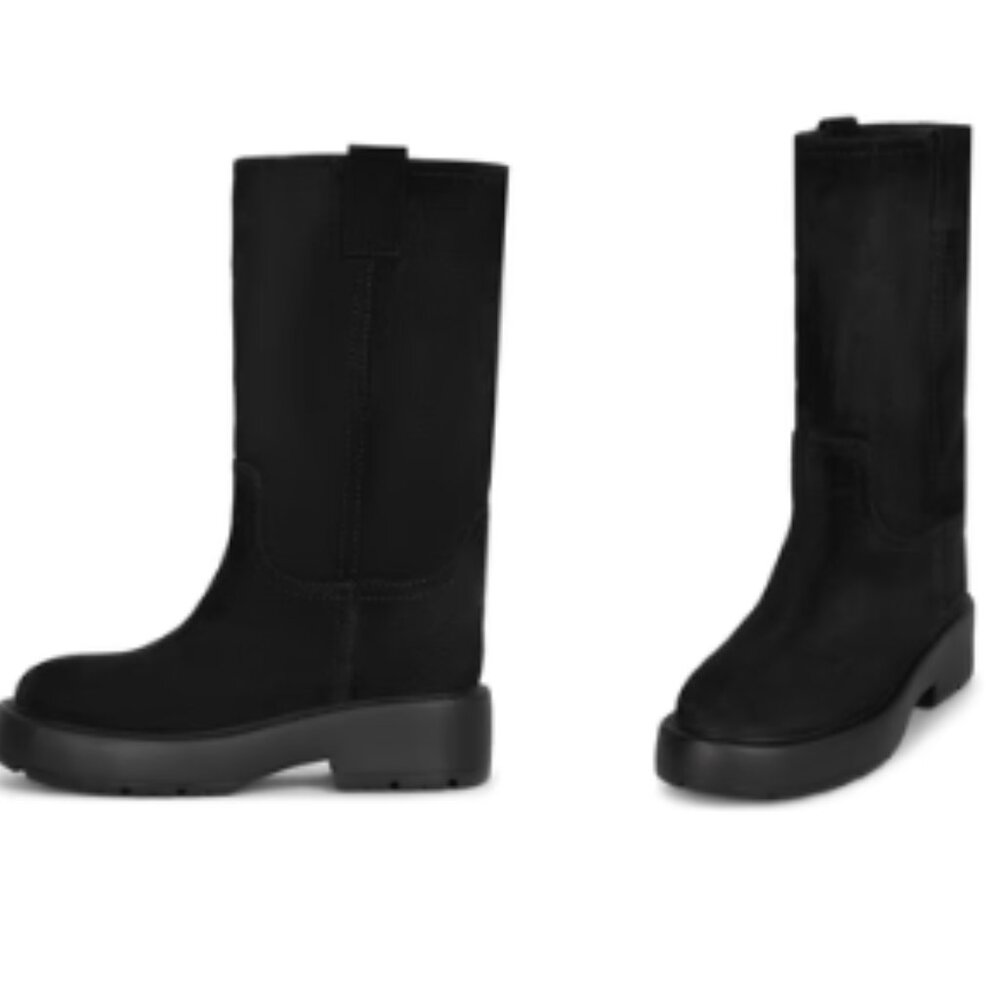 NEW W/ BOX Jeffrey Campbell Wybie Black Suede Combat Boots Chunky Sole Size 8M